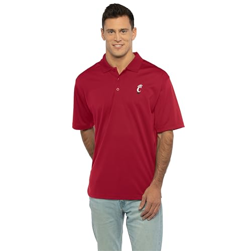 Vantage Apparel Men's Collegiate Premium Moisture Wicking Team Color Icon Polo, Cincinnati Bearcats, 4X-Large