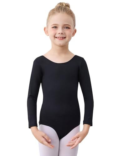 boruizhen Ballettkleidung Mädchen Turnanzug Kinder Gymnastikanzug Puffärmel Ballett Trikot für Mädchen 8-10 Jahre Schwarz