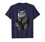 British Grey Cat in Pocket T-Shirt Cats Tee Shirt Gifts T-Shirt