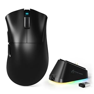 MAMBASNAKE x Attack Shark V3PRO Kabellose Gaming-Maus mit Magnetischer Ladestation, PAW3311-Sensor, BT/2, 4 GHz/USB-C, 62g Leicht, 500 mAh Akku, 25, 000 DPI Lightspeed Gamer Office- für PC/Mac–Schwarz