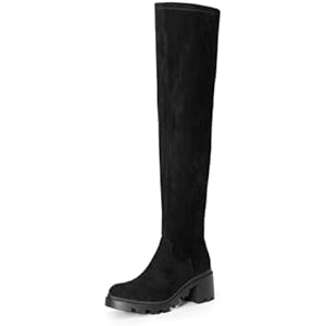 DREAM PAIRS Women's Knee High Boots, Platform Over The Knee High Chunky Heel Fashion Boots for Women 7.5 Black-suede