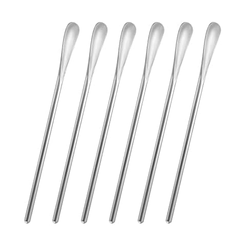 6.2 In Stainless Steel Long Coffee Spoon Stirring/Stir Stick,Drink Stirrer Mixing Spoon,Metal Coffee Stirrer Cocktail Stick Reusable,Long Skinny Teaspoon Stirring,Tiny Spoon,Iced Tea Spoon,Bar Spoon. Cover