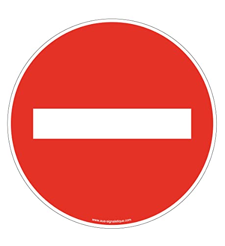 AUA SIGNALETIQUE - Panneau De Signalisation Circulaire en PVC 1.5 mm (Ø 170 mm, Sens Interdit)