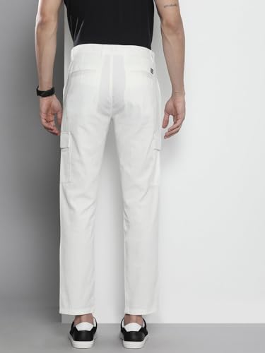 Image of The Indian Garage Co Men Slim Fit Solid Mid-Rise Cargos