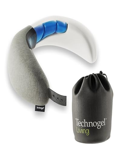 Technogel 2IN1 Travel Neck Pillow with Gel I Chin, & Lumbar Support I Premium Memory Foam & Patented Gel I Airplane Train Work Flight Office Car Home Pillow I Super-Soft I Lightweight I Washable