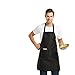 DUSKCOVE 12 Pack Plain Bib Aprons with 2 Pockets - Black Unisex Commercial Apron Bulk for Kitchen Cooking Restaurant BBQ Painting Crafting