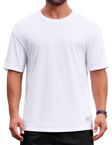 Cotrasen Men's T-Shirts Premium Cotton Short Sleeve Crew Neck Tees Classic Solid Basic Tshirt Casual Loose Fit Tee Shirts