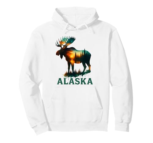 Alaska Alaska Elch mit See & Berg Souvenir Herren Damen Pullover...