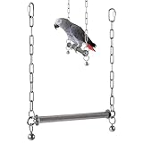 Jouets pour oiseaux pour perruches – Grande cage robuste en acier inoxydable, balançoire avec clochette pour calopsitte, conure, inséparable, canari d'Afrique, cacatoès gris