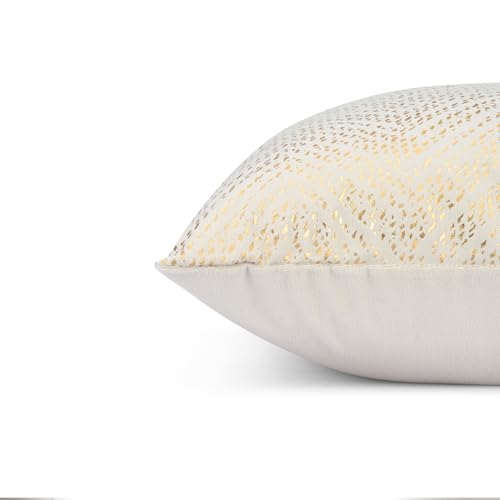 Image of Wakefit Designer Cushion Cover | 16x16 inch | Velvet Foil Print Fabric | Machine Washable | Pack of 1 | Golden Dust | Off White Fabric & Golden Print