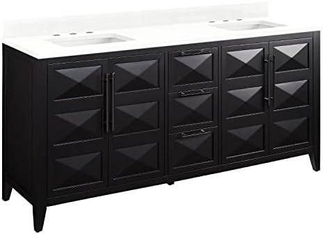 Signature Hardware 484538 Holmesdale 72" Double Basin Vanity Set with Mahogany Cabinet, Marble Vanity Top, and Porcelain Rectangular Undermount Sink