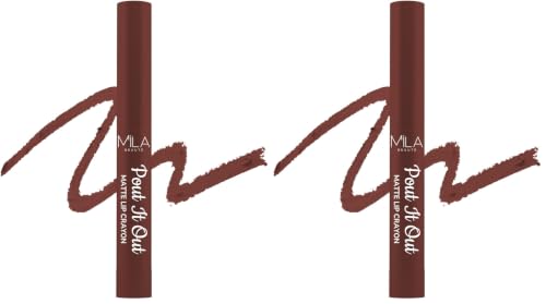 Image of Mila Beaute Pout It Out Matte Lip Crayon | Highly Pigmented & Enriched With Jojoba Oil | Soft Matte Finish | Creamy & Light Weight Texture | Smooth Glide Application | Shade - (Anna 1.25g) (Pack of 2)