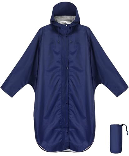 ANYOO Poncho Pluie Imperméable Léger avec Capuche et Manches, Coupe-vent Homme/Femme Veste de Pluie pour Randonnée Camping Activités de plein Air