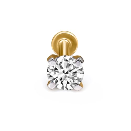 Image of Sparkles Lab Grown Diamond 0.03 Carat - 0.50 Carat Round Shape Solitaire Diamond Nose Pin for Women | 14K Gold IGI Certified FG VS Quality
