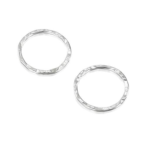 Hand Hammered 925 Sterling Silver 12 mm Hoops Rings or Loops Jewelry Findings for Your DIY Earrings Necklaces & Bracelets Creations, 6 Pcs