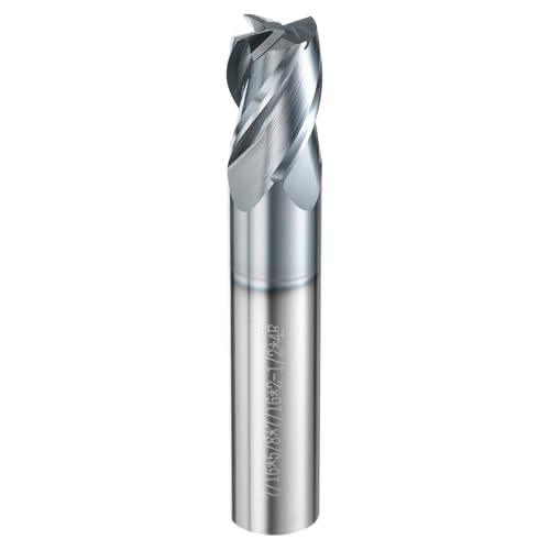 Image of HARFINGTON Carbide Square Nose End Mill Bit 7 /16 inch Cut Dia 4 Flutes TiAlN Coated Milling Cutter for Hardened Steel Metal (7 /16 inch Shank 5 /8 inch Cut Length 2-1 /2 inch Long 30 Degree Helix HRC53-55)