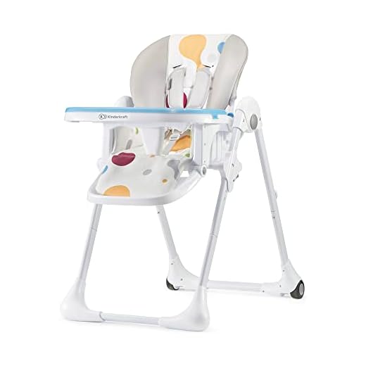 Kinderkraft YUMMY Trona Bebé, Sillón Infantil, Silla Infantil, Puericultura, Comidas Bebé, Plegada, Con Bandeja, Reposapiés, Ajustable, Nacimiento, 15kg, Multicolor