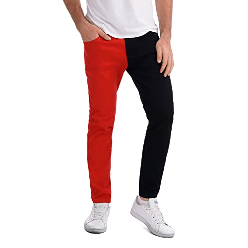 LONGBIDA Men's Slim Fit Skinny Jeans Two Tone Patchwork Designer Stretch Regular Denim Pants3