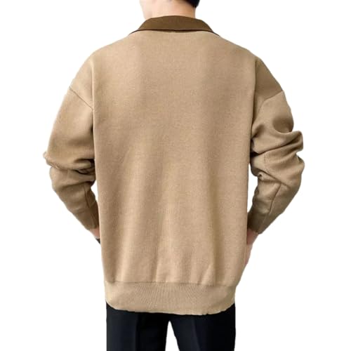Knitted Sweaters for Men Zipper Spliced Man Clothes Pullovers with Pockets Zip-Up Top2