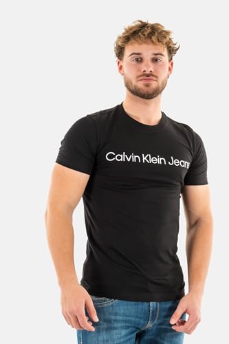 Calvin Klein Camiseta de Manga Corta Hombre Core Institutional Logo Slim tee Cuello Redondo, Negro (CK Black), M