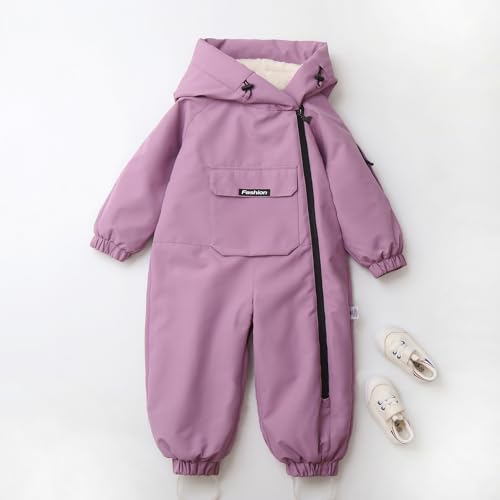 Traje de esquí infantil impermeable con capucha y terciopelo 4