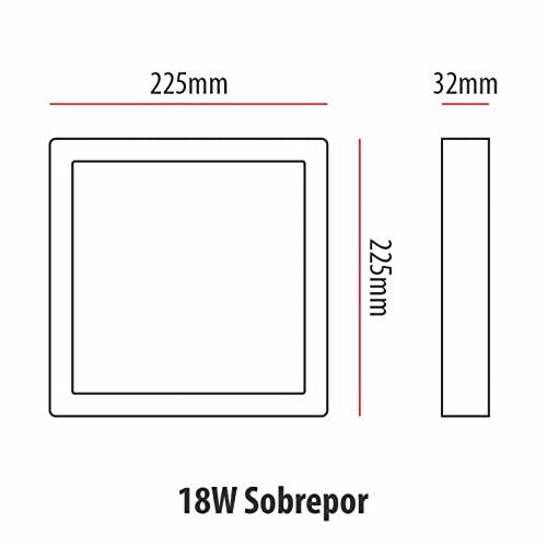Painel Plafon Led Sobrepor Quadrado 18W Branco Quente 2700K Ledo