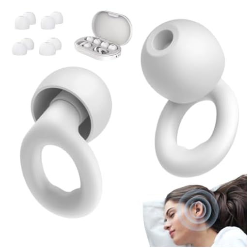 NWX Protetor Auricular para Dormir| Abafador de Ruídos em Silicone Confortável | Tampão de Ouvido Reutilizável Anti Ronco para Sono Profundo Protetor Auricular Antirruído (Branco, média)
