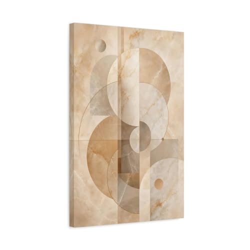 Tableau abstrait beige et marron vertical avec châssis de 3 cm