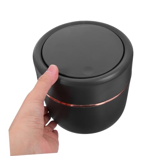 Caneca de basura de escritorio con tapa negra rectangular miniatura 4