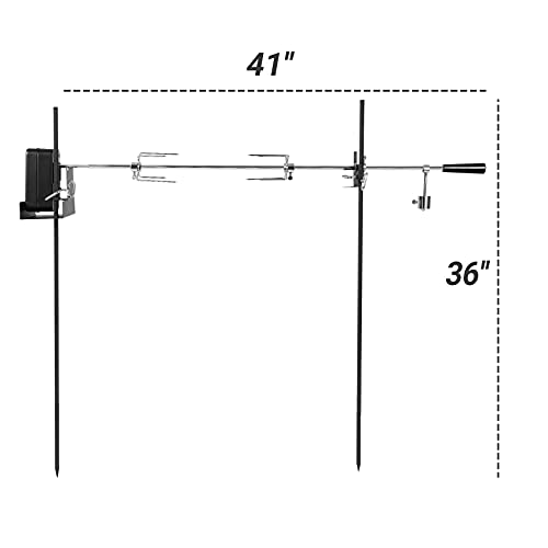 Onlyfire Barbecue Rotating Cordless Dual Post Open Fire Spit Rotisserie Grill System With 38 Inch Spit Rod #TOP1