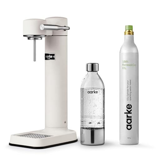 Image of Aarke Carbonator 3 - Sparkling Water Maker & CO2 Cylinder, Matte White | CO2 Cylinder Included, Stainless Steel, Cordless Soda Maker for Home, Carbonated Water Machine, BPA-free PET Bottle Included