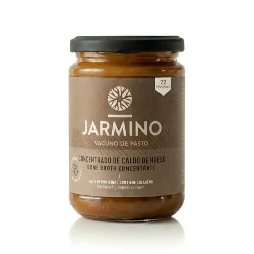 JARMINO Caldo de Huesos Orgánico Concentrado, Bone Broth de Res de Pastoreo y Alimentación a Pasto, Caldo Líquido con Colágeno Tipos 1 2 3, Keto Paleo AIP, 440 g, 44 Porciones