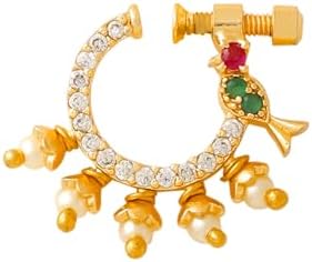 Yellow Chimes Nose Pin for Women Gold-Plated White and Pink AD Studded Nose Pins for Women and Girls…