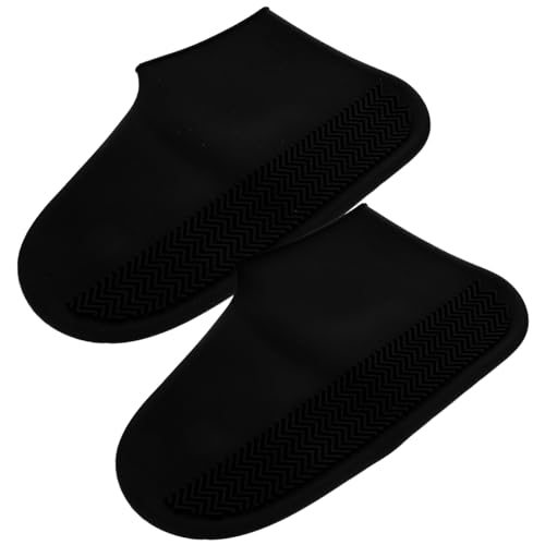 BRIGHTFUFU 1Pair Slip Silicone Rain Shoes Cover Shoe Protector for Unisex Durable Wear Resistant Overshoes Black for Outdoor Walking Entertainment