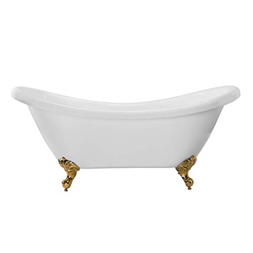 Vintage Tub & Bath Victoria 70 Inch Acrylic Double Slipper Clawfoot Tub - No Faucet Drillings...