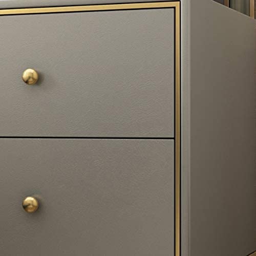 Qulaco Wood Wrought Iron Hardware Simple Drawer Leather Storage Bedside Table Simple And Style #TOP5