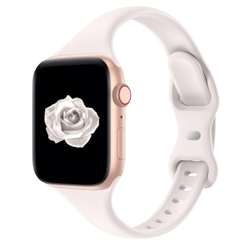Image of Acrbiutu Bands Compatible with Apple Watch 38mm 40mm, Slim Thin Narrow Replacement Silicone Sport Strap for iWatch SE Series 1 /2 /3 /4 /5 /6, Ironstone 38mm /40mm