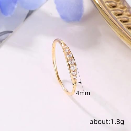 Gold Plated Cubic Zirconia Fashion Minimalist Engagement Ring Wedding Bridal Band Promise Rings Evening Parties Anniversary Valentine's Day Gifts Eternity Bands for Women3