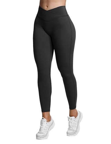 Sogetdo Crossover Butt Lifting Leggings for Women Tummy Control Buttery Soft Workout Gym Yoga Pants