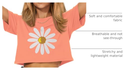 Image of Womens Summer Crop Tops Short Sleeve Round Neck T-Shirts Loose Fit Casual Blouse 2026
