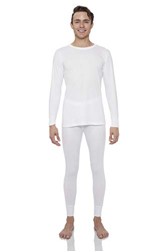Rocky Thermal Underwear for Men Lightweight Cotton Knit Thermals Men's Base Layer Long John Set (White - Lightweight (Cotton) - Large)
