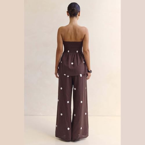 Ensemble bustier et pantalon large taille haute pour silhouette élancée