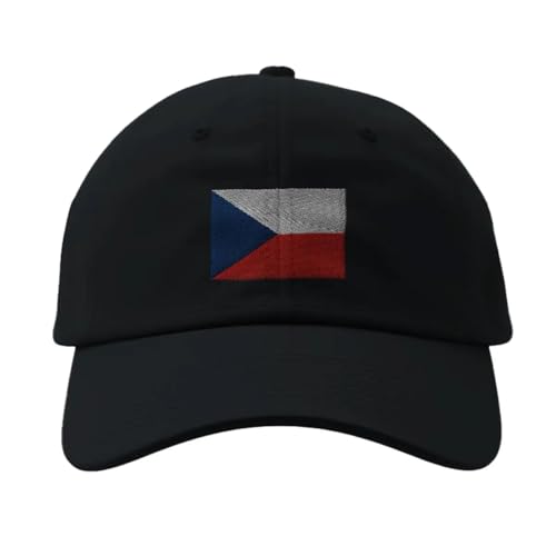 Casquette Drapeau de la Tchéquie Noir brodée casquette tchèque ajustable