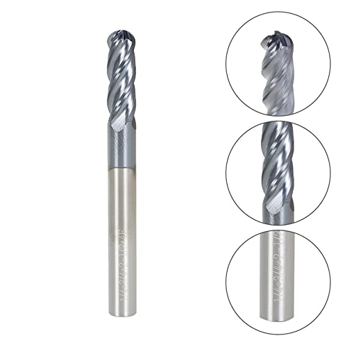 Image of kimllier 5Pcs Ball Nose Carbide End Mill 1 /4 Inch 4 Flute, 30 Degree Helix Tialn Coated