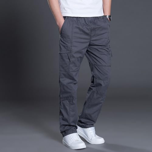 Men's Casual Cargo Pants Elastic Waist Plus Size Straight Leg Loose Fit Comfortable Outdoor Sports Pants 7