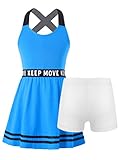 Aislor Tennisbekleidung Mädchen Sportkleid Tenniskleid Sport Kleid Hockeykleid Freizeitkleid Sommerkleid Sportbekleidung Tennisanzug X Blau 146-152