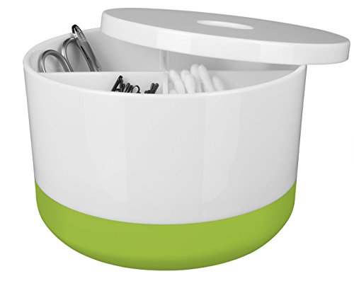 Preisvergleich Produktbild Spirella Kosmetikorganizer Moji mit individuell Verstellbaren Fächern Aufbewahrungsbox für Make up und Schmuck 15x9cm mit Deckel Weiß / Grün