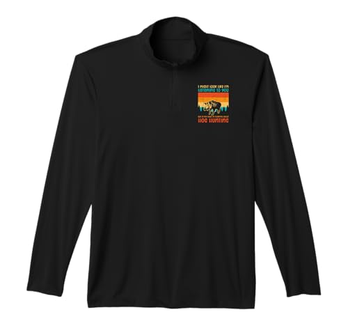 I Look Listening Thinking Hog Hunting Retro Hunter Men Women Performance Quarter-Zip Top