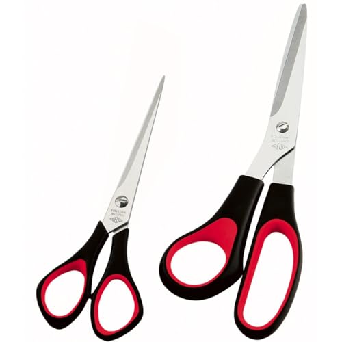 WEDO Linkshänder Scheren Set 2-teilig – 16 cm & 21 cm – Edelstahl Universalscheren mit Softgriff – ergonomisch, scharf, für Büro & Haushalt
