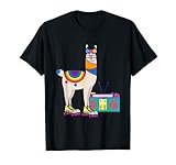 derby radiology Tolle lustige Rollschuhlampe Lama-Alpaka hört Radio Musik der 90er Jahre und Skaten auf einer Halfpipe.
